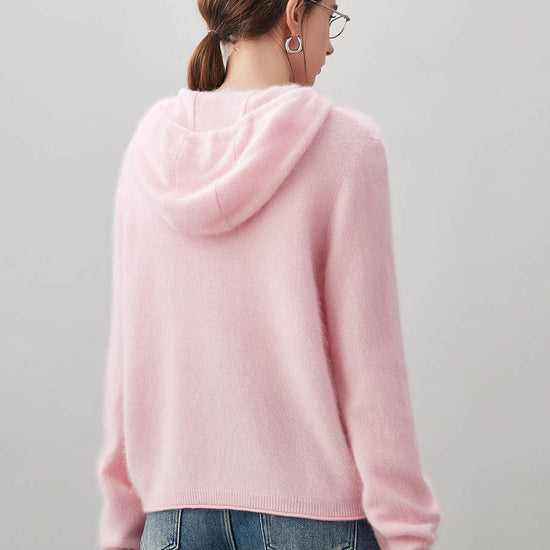 COMOBOCA Women's Wool Fuzzy Hooded Sweater