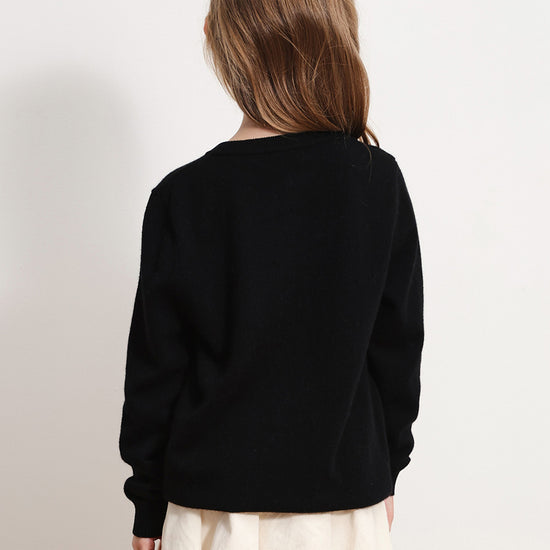 COMOBOCA 100% Wool Kids' Intarsia Round Neck Knit Sweater