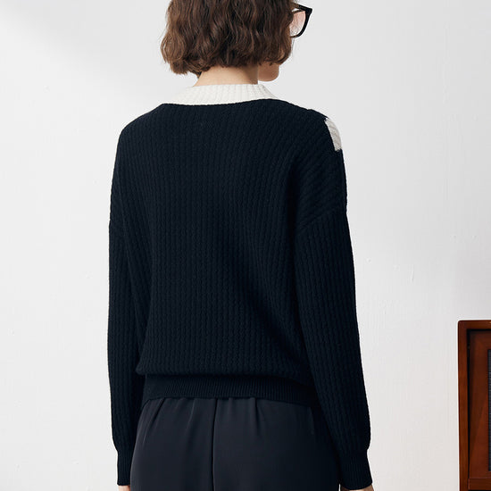 COMOBOCA 100% Cashmere Women's Mock Neck Knit Sweater