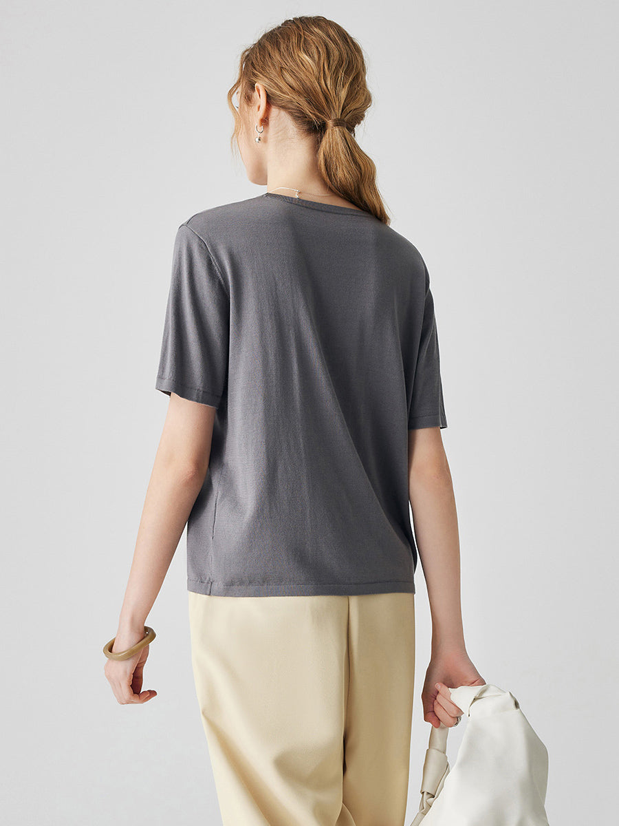 COMOBOCA Women's Soft Knit Short Sleeve T-Shirt