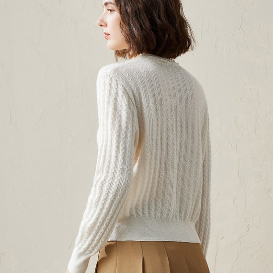 COMOBOCA 100% Cashmere Women's Pocket Faux Cardigan Sweater