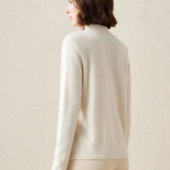COMOBOCA 100% Cashmere Women's Cardigan with Mandarin Collar