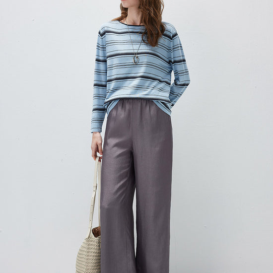 COMOBOCA Women's Striped Back Tie Knit Sweater