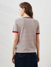 COMOBOCA Women's Striped Ribbed Contrast Trim T-Shirt