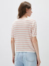 COMOBOCA Women's Tie-Neck Striped Knit T-Shirt
