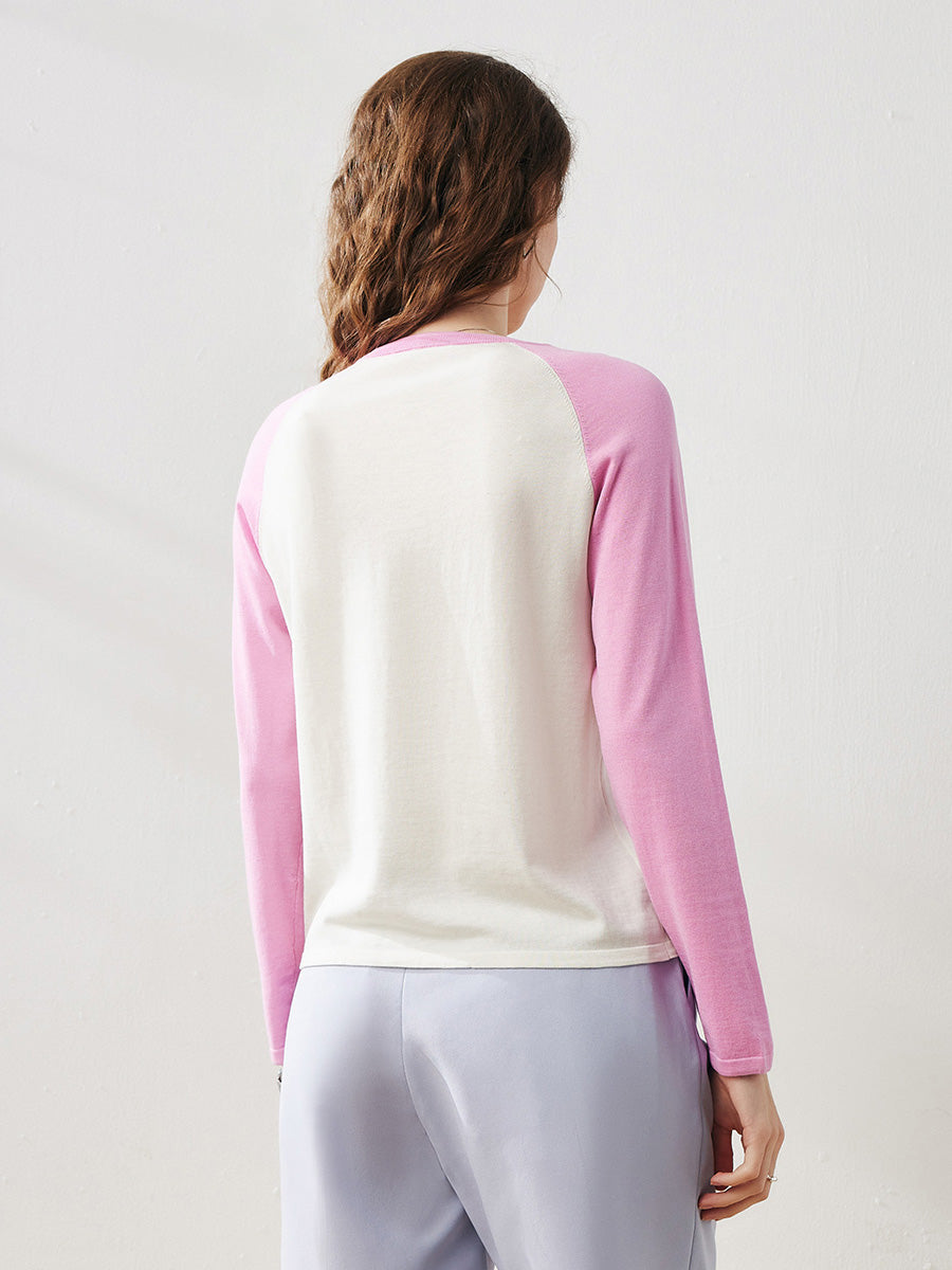 Women's Colorblock Raglan Round Neck Sweater – COMOBOCA