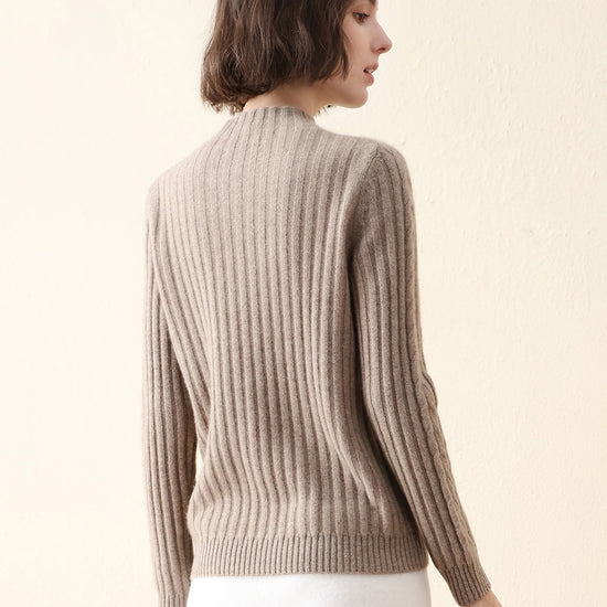 COMOBOCA 100% Cashmere Women's Mock Neck Knit Sweater
