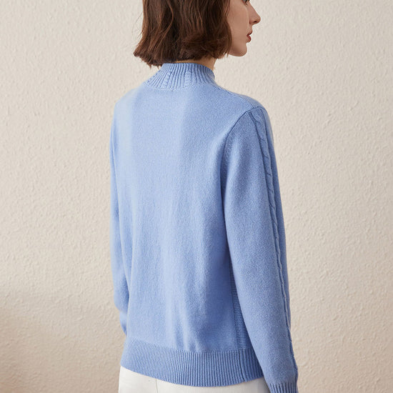 COMOBOCA 100% Cashmere Women's Ribbed Cable Knit Sweater