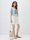 Women's mulberry Silk Knit Top with Patterned Jacquard & U-Neck