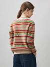 COMOBOCA 100% Cashmere Women's Fair Isle Round Neck Sweater