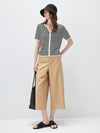 Women’s Linen Blend Striped Knit Pullover Short Sleeve T-Shirt