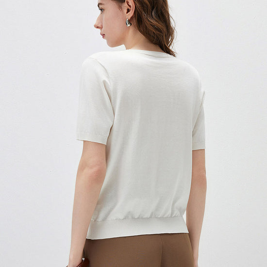 COMOBOCA Women's Forest Animal Intarsia Knit T-Shirt