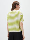 COMOBOCA Women's Striped Embroidered Pocket Knit T-Shirt