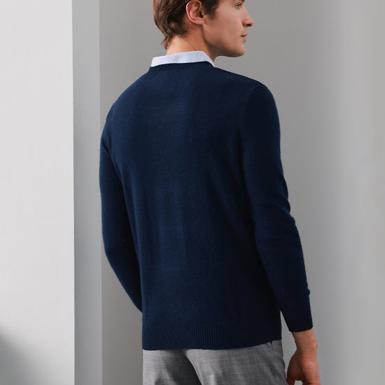 COMOBOCA 100% Cashmere Men's V-Neck Sweater