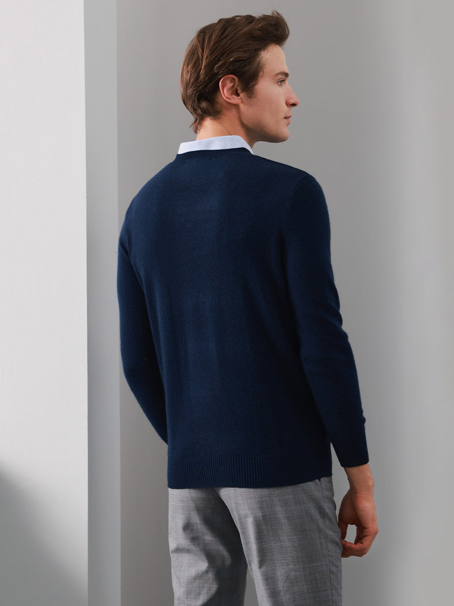 COMOBOCA 100% Cashmere Men's V-Neck Sweater