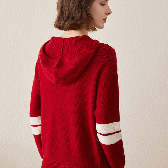 COMOBOCA 100% Cashmere Women's Half Zip Sweater Knit Hoodie
