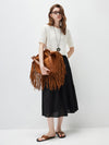 Women’s Round-Neck Linen Blend Hollow-Out Short Sleeve Knit T-Shirt