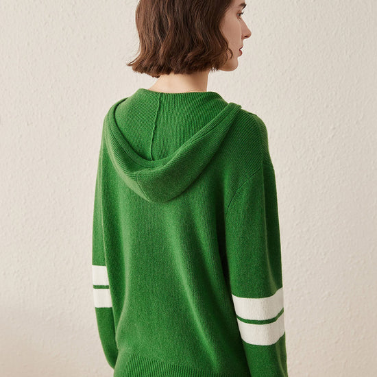COMOBOCA 100% Cashmere Women's Half Zip Sweater Knit Hoodie
