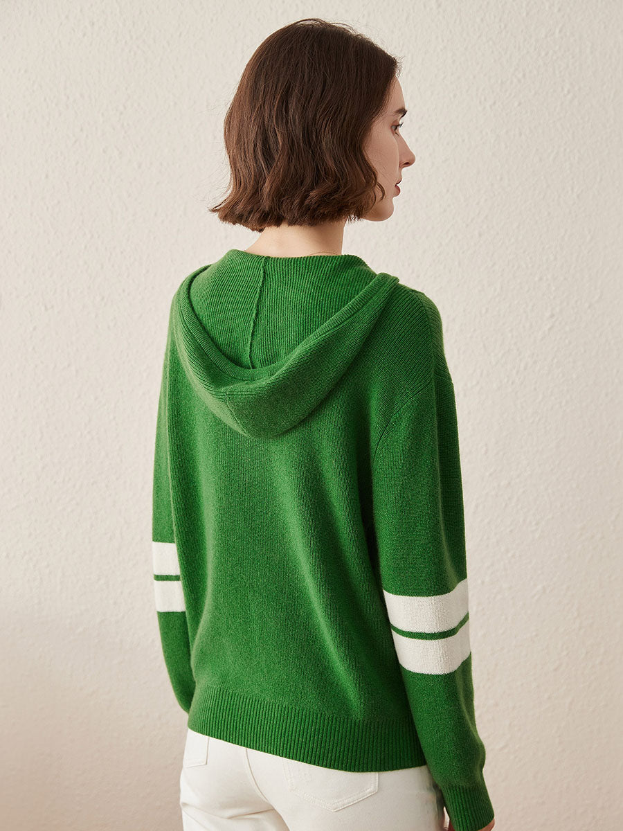 COMOBOCA 100% Cashmere Women's Half Zip Sweater Knit Hoodie