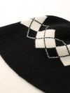 COMOBOCA 100% Cashmere Women's Argyle Pattern Knit Bucket Hat