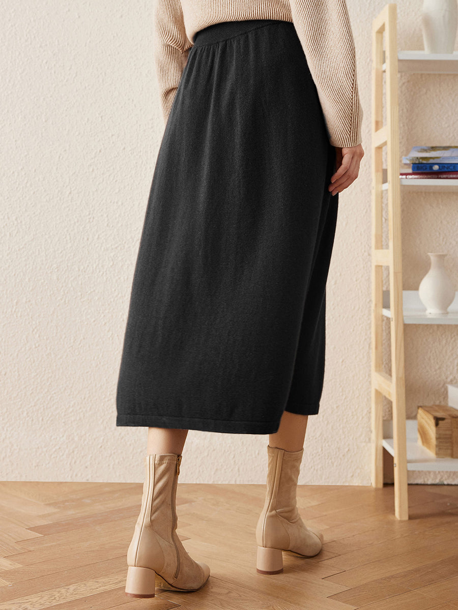 COMOBOCA 100% Cashmere Women's Knit Pleated Skirt