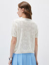 Women’s Round Neck Solid Color Linen Knit Cardigan with Single Button