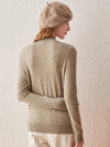 COMOBOCA 100% Cashmere Mock Neck Ribbed Knit Sweater