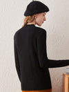 COMOBOCA 100% Cashmere Mock Neck Ribbed Knit Sweater