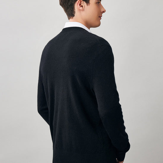 COMOBOCA 100% Cashmere Men's V-Neck Sweater