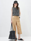 Women's Linen Blend Crew Neck Pointelle Knit Sleeveless Vest