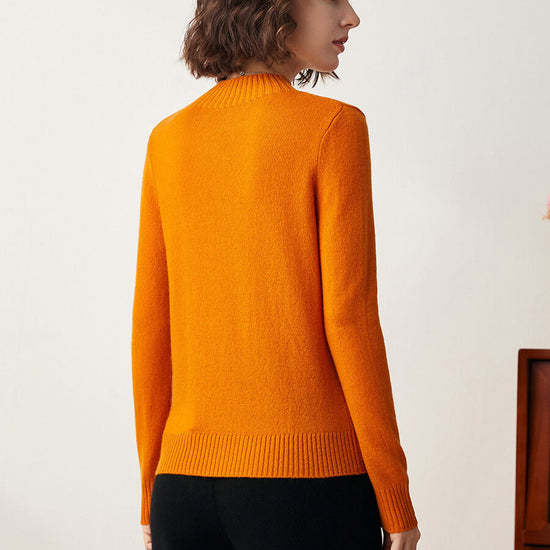 COMOBOCA 100% Cashmere Mock Neck Ribbed Knit Sweater