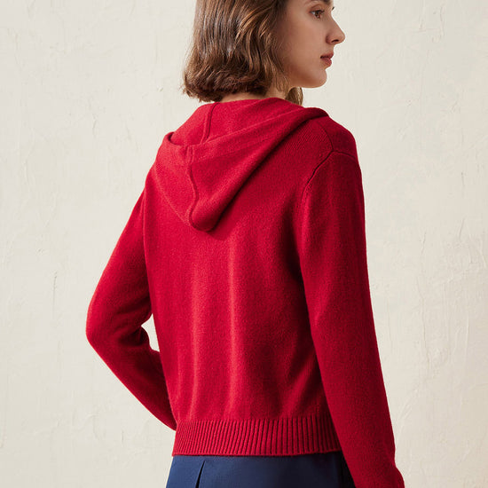 COMOBOCA 100% Cashmere Women's Knit Zip Cardigan Hoodie