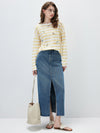 Women's Round Neck Linen Knit Top With Embroidery