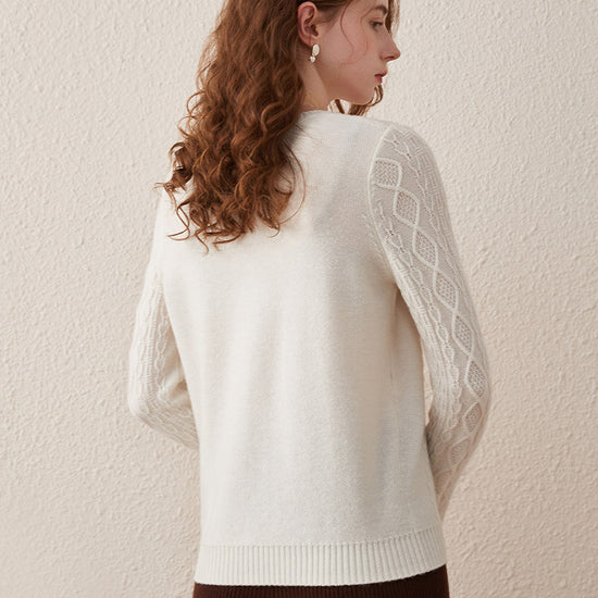 COMOBOCA 100% Wool Women's Cable Knit Sweater