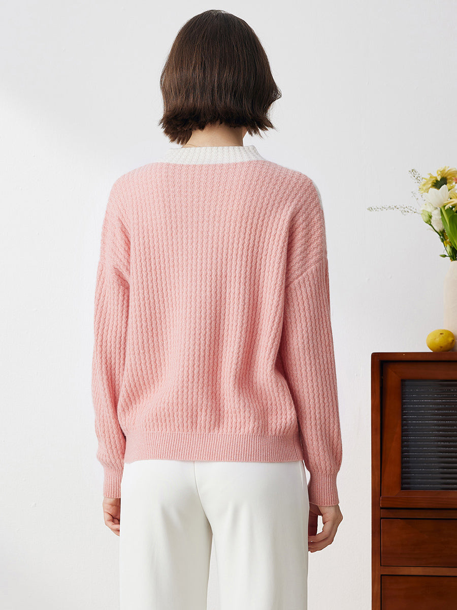 COMOBOCA 100% Cashmere Women's Mock Neck Knit Sweater