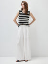 COMOBOCA Women's Crochet Knit Stripe Tank Top