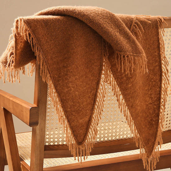 COMOBOCA Women's Fringed Triangle Knit Scarf