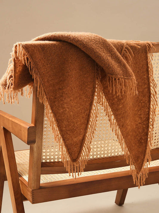 COMOBOCA Women's Fringed Triangle Knit Scarf