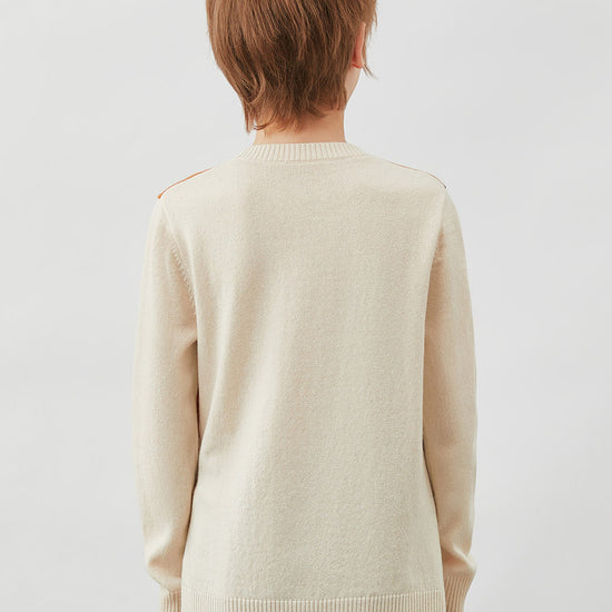 COMOBOCA 100% Wool Kids' Argyle Round Neck Sweater