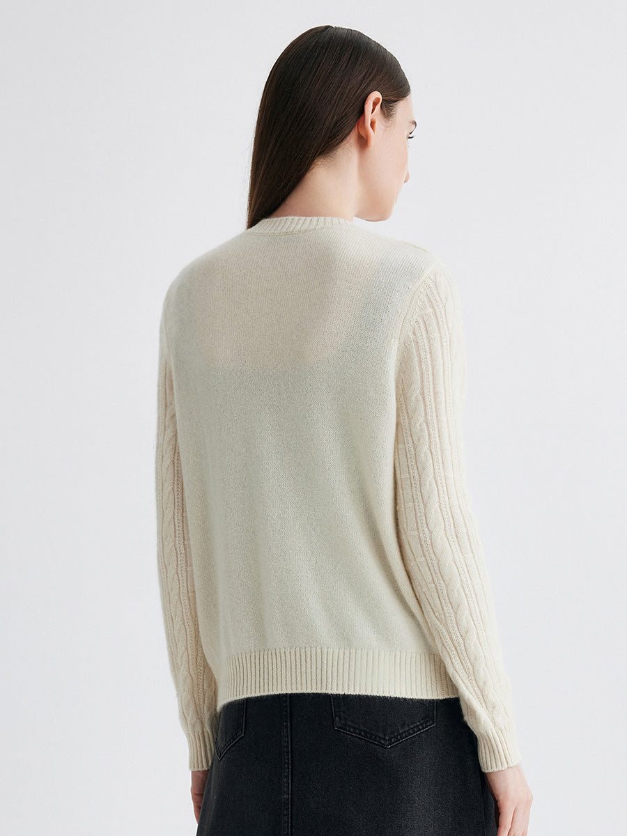 COMOBOCA 100% Cashmere Women's Cable Button Front Knit Cardigan