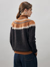 COMOBOCA 100% Cashmere Women's Cable Fair Isle Turtleneck Sweater