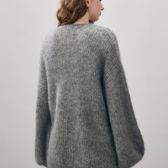 COMOBOCA Women's Mohair Fluffy Open Front Cardigan