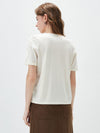 Women's mulberry Silk Knit Top with Patterned Jacquard & U-Neck