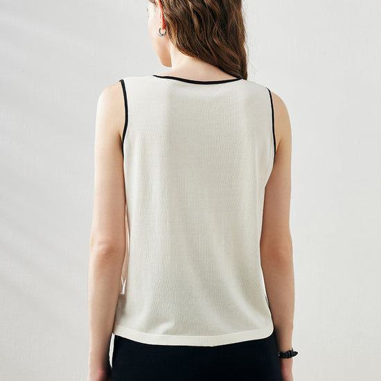 COMOBOCA Women's V-Neck Contrast Trim Tank Top