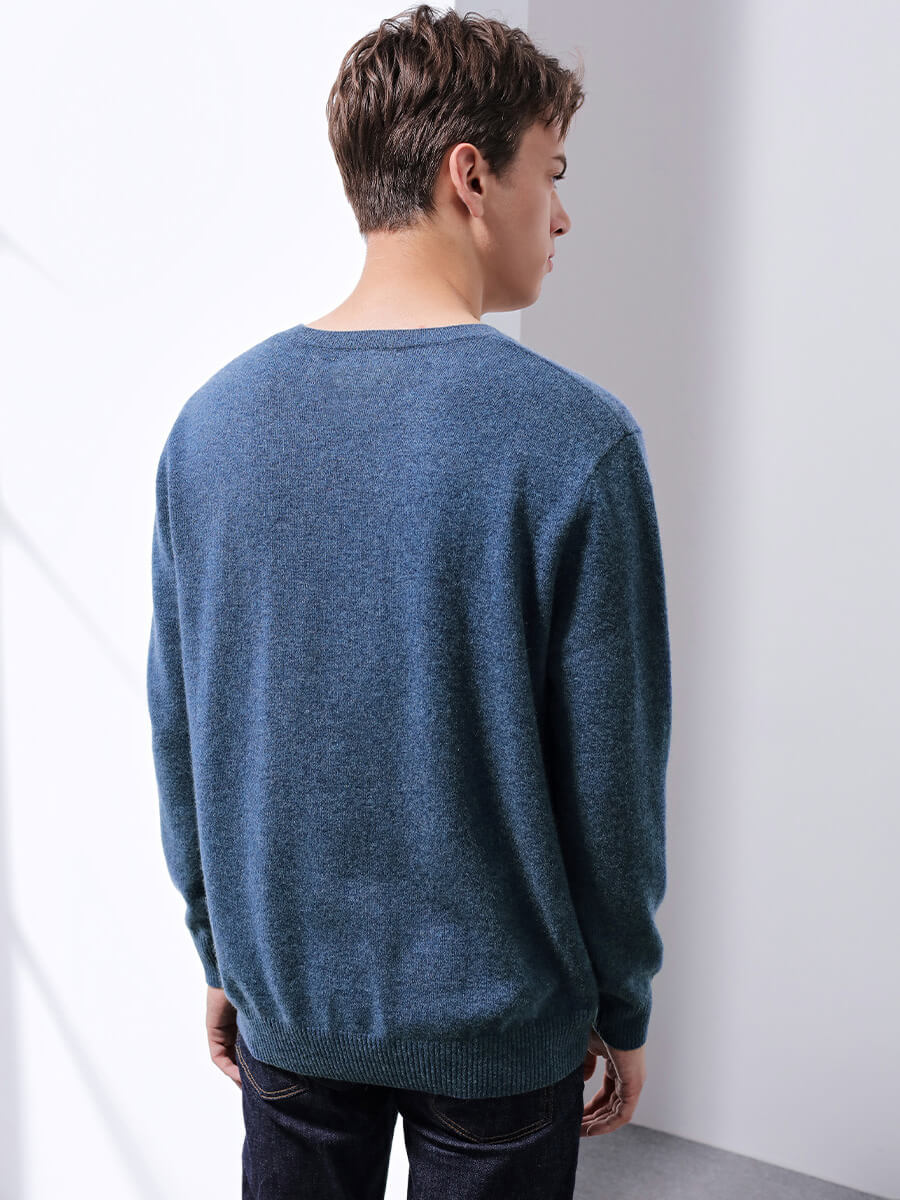 COMOBOCA 100% Cashmere Men's V-Neck Sweater