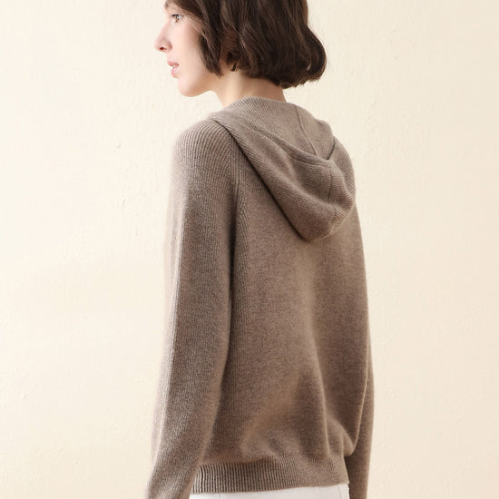 COMOBOCA 100% Cashmere Women's Knit Sweater Hoodie
