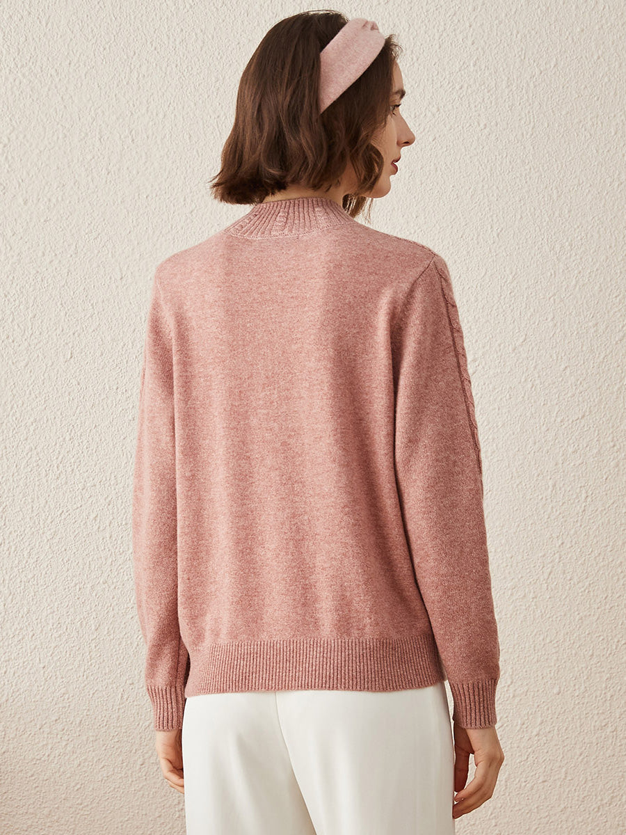COMOBOCA 100% Cashmere Women's Ribbed Cable Knit Sweater