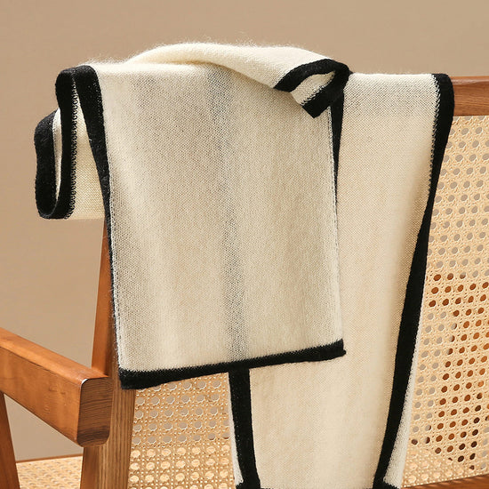 COMOBOCA 100% Cashmere Women's Striped Knit Scarf