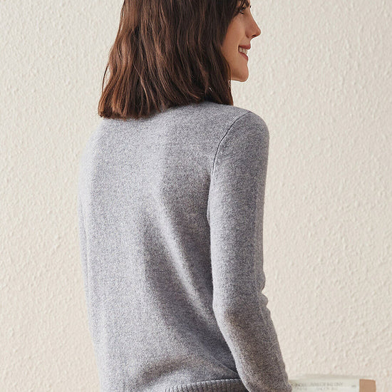 COMOBOCA 100% Cashmere Mock Neck Ribbed Knit Sweater