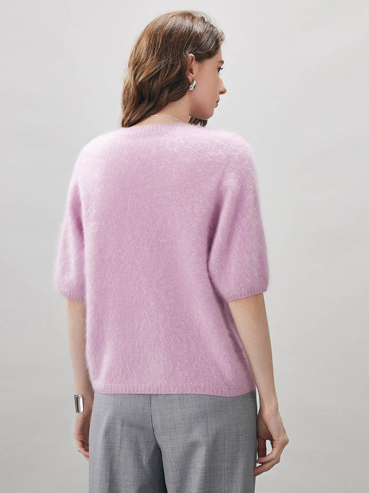 COMOBOCA Women's Wool Seamless Brushed Half Sleeve Knit Sweater